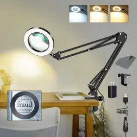 Sb-122 -us 10x Lighted Magnifying Glass Lamp With 3 Color Modes 72 Leds And Real Len