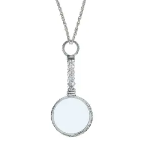 1928 Jewelry Company 011996530105 Womens Pewter Crystal Magnifying Glass Necklace Pendant Enhance