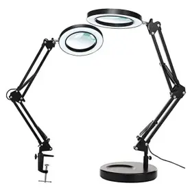 Fifir-250 Addie 10x Magnifying Glass With Light And Stand 2-in-1 Tj Base Clamp Black