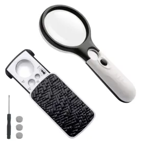 Af-magnifier-2-blk Afunta Jewelry Loupe Magnifier With Uv Led Light 30x 60x 90x Slide Out Pocket Magni