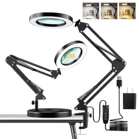 Ammf001 Aid Mate 10x Lighted Magnifying Glass Lamp With 3 Color Modes 72 Leds And Real
