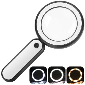 Aiyawen 762736213023 Magnifying Glass With 21 Led Lights 30x Handheld Magnifier 3 Col