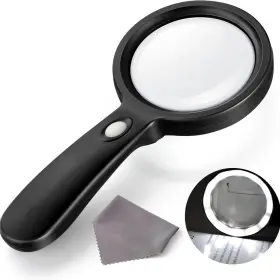 Akhm90 Akkycvs 10x Handheld Magnifying Glass With Light Real Magnifier And 12 Ultra Bri