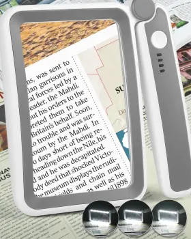 C003 Akkycvs Magnifying Glass With Light Rechargeable 5x Large Page Magnifier For Reading