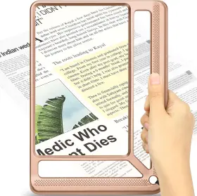 D10-dda09 Akkycvs 5x Full Page Magnifying Glass For Reading Lightweight Rectangular Pink