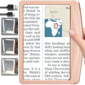 S103rg Akkycvs Full Page Magnifying Glass For Reading Lightweight Rectangular 5x Black