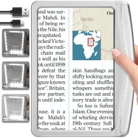 Akkycvs S103si 5x Rechargeable Magnifying Glass With Light Large Bright Led Lighted