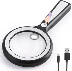 Amoper 445055844842 20x 30x Coin Magnifier Usb Rechargeable Lighted Magnifying Glass With Light Han