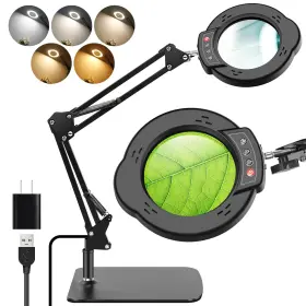 Fang01 Apomov 10x Magnifying Glass With Light And Stand Real Lens 5 Color Modes Dimma