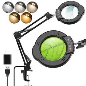 Jia01 Apomov 10x Magnifying Glass With Light And Clamp Real Lens 5 Color Modes Dimma