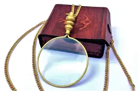 Arch Instruments 880006622112 50mm Brass Magnifying Glass A Beautiful Necklace Chain Library Reading Fine P