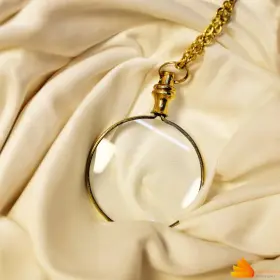 Vc888 Arthaastu Artisan Elegance 10x Magnifiers Antique Brass Chain Necklace With 40mm Diameter Glass Magnific