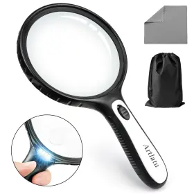 Mg-01 Artlatu Magnifying Glass With Ligh 4 Led For Shatterproof Handheld Reading Magnifier