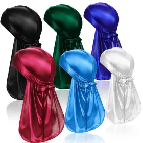 Asknoto 670526456935 6 Pcs Silky Durag Headwraps Dorag For Men Women Waves Durags Pack With Long