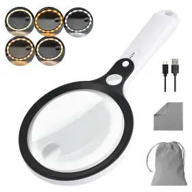 Xt-8012-bk Basejkco Xt-8012-bk&wt Magnifying Glass With 48 Led Light 10x 20x 45x Handheld Illuminated Lighted