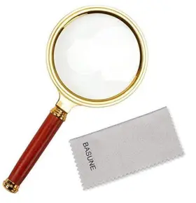 Basport 190149138624 10x Handheld Magnifier Reading Loupe Glasses With Rosewood
