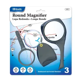 Bazic Products 764608027073 Magnifying Glass Sets 2x Round 2 1/2 Inch 1 3/4 Magnifier For Senio