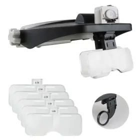 1x-6x Beileshi 747130405830 Head Mounted Magnifier 8x Magnifying Glass With Led Light Col