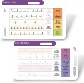 25802f Blueye 2packs Ekg Rhythm Interpretation Card- With 3x Pocket Magnifier &badge Holder- Q