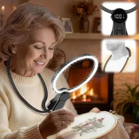 8039-9c-1 Bpreineco Hands Free Magnifying Glass With Light 2500mah Flat Strap Neck Magnifier Wit