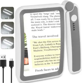 Branded01 445033180177 Rechargeable Magnifying Glass With Light For Reading 5x Large Page Magnifier New