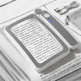 Bulgery 313039298226 Rechargeable Magnifying Glass With Light 5x Large Rectangular Page Magnifier 1
