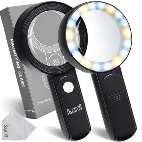 Busatia 616908379751 Magnifying Glass 30x 18led Handheld With Light 4in Large Gla