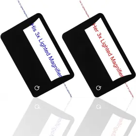 M314 C Cmoredetail His And Her Credit Card Size Lighted 3x Magnifier Bundle Includes 2