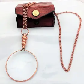 Tbm102 Castle Instruments 50mm Brass Magnifying Glass A Beautiful Necklace Chain Library Reading Fine P