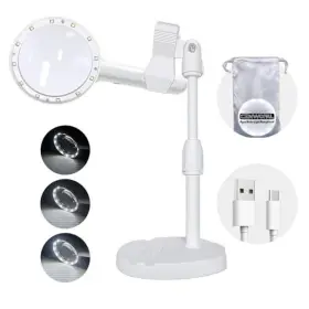 Cenwopal 764773609869 30x 60x Magnifying Glass With 12 Led Lights And Stand Handheld Illuminated Ma