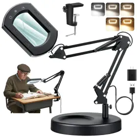 Xk0022 Chufa 10x 30x Lighted Magnifying Glass With Stand And Clamp 7 Inch Large Rectangular Len