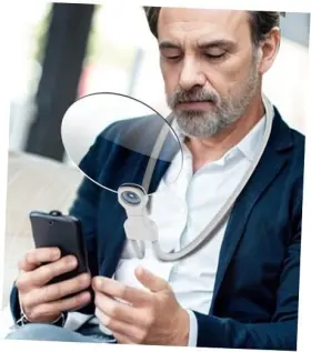 C-fdj01w Cinsea Hands Free Magnifying Glass For Reading - 5x Neck Wear White