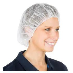 M02b12 Cleaing 24 Inch Disposable Bouffant Cap White 100 Pack Hair Net