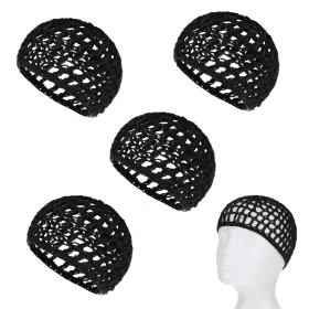 Cllycnny 739503871342 Hair Nets For Sleeping 4 Pcs Mesh Crochet Wrap Caps Soft Reusable Black Hair