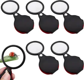 1-lyj-1 Cobee 5 Pack Mini Magnifier Pocket Magnifying Glass Foldable 10x Magnification