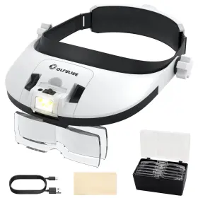 Colfuline Cof026 Head Magnifier With Light Headband Magnifying Glass 5 Interch