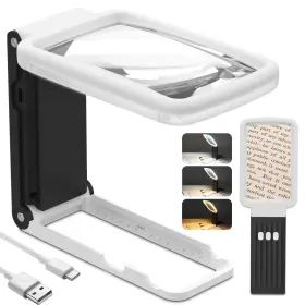 S105bk Coteck 10x Magnifying Glass With Light And Stand Real Lens Rechargeable Fold