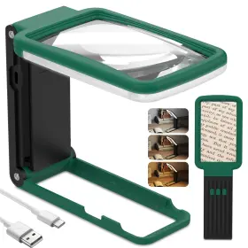 S105gr Coteck 15x Magnifying Glass With Light And Stand Real Lens Rechargeable Fold