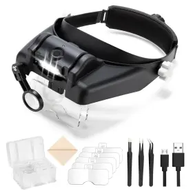 Coylapy 791751064716 Headband Magnifying Glasses With Light For Close Work 1x To 14x Rechargeable