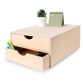 Jan-cd-organizer-2szufladki Creative Deco Large Wooden Chest Of Drawers 12.99 X 9.84 5.31 In 2 Compartments Des