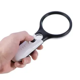 Cute 4 U 091022147006 New 100x Handheld Magnifying Glass Reading Lens 3 Led Light Jewelry White