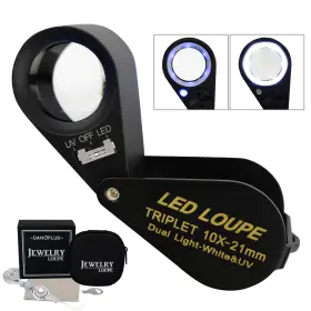 Kib-246 Danoplus 10x Magnifier Jewelry Loupe Led Uv 21mm Triplet Lens Optical Glass Pocket