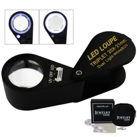 Kib-248 Danoplus 20x Magnifier Jewelry Loupe Led Uv 21mm Triplet Lens Optical Glass Pocket Ge