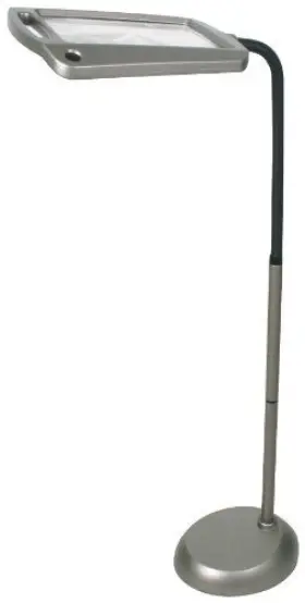 402039-05 Daylight 24 Full Page 8 X 10 Inch Magnifier Led Illuminated Floor Lamp Silver