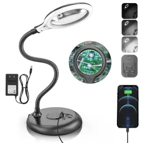 De-21-6 Demao Magnifying Glass With Light And Stand 5x Dimmable Desk Lamp