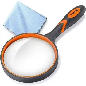 Dicfeos 613852765197 Magnifying Glass 10x Handheld Reading Magnifier With Cleaning Cloth-100mm Lar