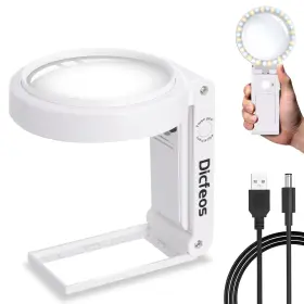 Dic030 Dicfeos 30x 40x Magnifying Glass With Light And Stand Folding Design 32 Led Illumina