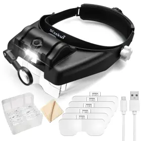 Dilzekui 791751064501 Head Magnifying Glasses With Light Rechargeable Lighted Glass 1x