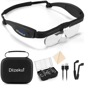 Dl-39dc2-hjpdhz-b Dilzekui Magnifying Glass With Light Rechargeable Glasses 1.5x-5x Lenses