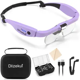 Dl-39dc2-hjpdhz-p Dilzekui Magnifying Glass With Light Rechargeable Glasses 1.5x-5x Lenses